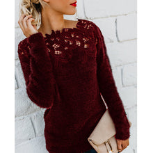 Load image into Gallery viewer, Solid Color Lace Stitched Sweater