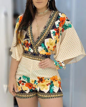 Load image into Gallery viewer, Floral Print Backless Romper
