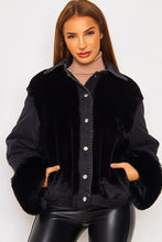 Load image into Gallery viewer, Plush & Denim Stitched Warm Jacket