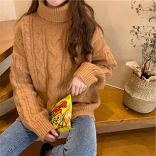 Load image into Gallery viewer, Thick High Collar Chenille Cable Sweater