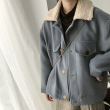 Load image into Gallery viewer, Wool Collared & Cotton Loose Fit Jacket