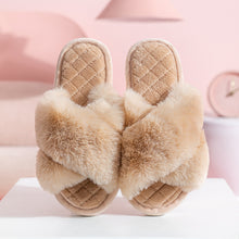 Load image into Gallery viewer, Cross-strap Furry Slippers