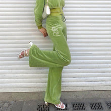 Load image into Gallery viewer, Sporty Green Velour Jogger Set