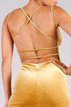 Load image into Gallery viewer, Velour Crossover Strap Dress