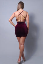 Load image into Gallery viewer, Velour Crossover Strap Dress