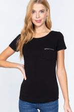 Load image into Gallery viewer, Short Sleeved Top W/zipper Pocket