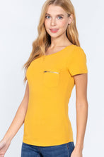 Load image into Gallery viewer, Short Sleeved Top W/zipper Pocket