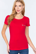 Load image into Gallery viewer, Short Sleeved Top W/zipper Pocket