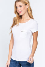 Load image into Gallery viewer, Short Sleeved Top W/zipper Pocket