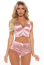 Load image into Gallery viewer, Satiny Corset Style Bra & Short Set