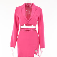 Load image into Gallery viewer, Strapped Jacket and Skirt Set with Slit