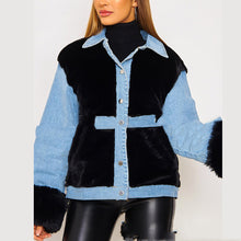 Load image into Gallery viewer, Plush & Denim Stitched Warm Jacket