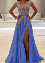 Load image into Gallery viewer, Sheer Hemmed Evening Dress with Sequined Bodice