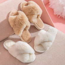 Load image into Gallery viewer, Cross-strap Furry Slippers