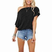 Load image into Gallery viewer, Loose Strapless Button Accented T-Shirt