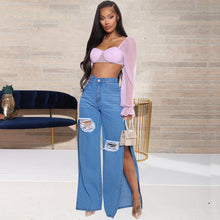 Load image into Gallery viewer, Summer Fashion Ripped Split Jeans