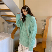 Load image into Gallery viewer, Thick High Collar Chenille Cable Sweater