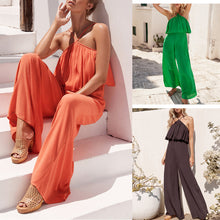 Load image into Gallery viewer, Pleated Halter Relaxed Fit Jumpsuit
