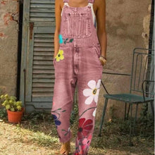 Load image into Gallery viewer, Flower Printed Washed Denim Overalls