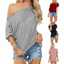 Load image into Gallery viewer, Loose Strapless Button Accented T-Shirt