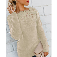 Load image into Gallery viewer, Solid Color Lace Stitched Sweater