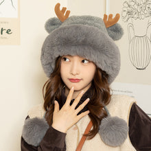 Load image into Gallery viewer, Antler Knitted Plush Hat
