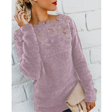 Load image into Gallery viewer, Solid Color Lace Stitched Sweater