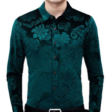 Load image into Gallery viewer, Velvet Floral Slim Fit Shirt