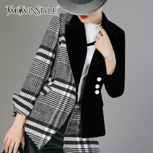 Load image into Gallery viewer, Velour Patchwork Wool Plaid Blazer