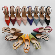 Load image into Gallery viewer, Mid-heeled Solid Color Suede Pointed Toe Shoes