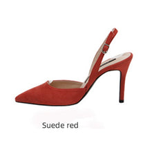 Load image into Gallery viewer, Mid-heeled Solid Color Suede Pointed Toe Shoes