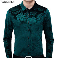 Load image into Gallery viewer, Velvet Floral Slim Fit Shirt