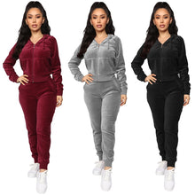 Load image into Gallery viewer, Velour Hooded Jogger Set