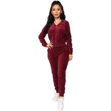 Load image into Gallery viewer, Velour Hooded Jogger Set