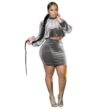 Load image into Gallery viewer, Solid Velour Fitted Skirt Set