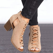Load image into Gallery viewer, Open Toe Chunky Heel Gladiator Footwear