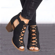 Load image into Gallery viewer, Open Toe Chunky Heel Gladiator Footwear