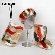 Load image into Gallery viewer, Winter Warm Fluffy Snow Boots, Hat & Purse Set