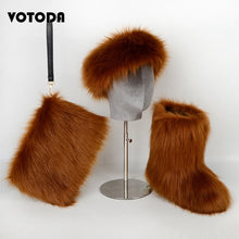Load image into Gallery viewer, Winter Warm Fluffy Snow Boots, Hat & Purse Set