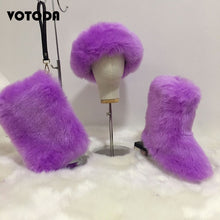 Load image into Gallery viewer, Winter Warm Fluffy Snow Boots, Hat & Purse Set