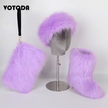 Load image into Gallery viewer, Winter Warm Fluffy Snow Boots, Hat & Purse Set
