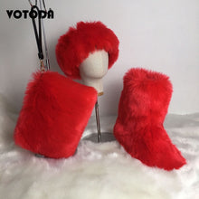 Load image into Gallery viewer, Winter Warm Fluffy Snow Boots, Hat & Purse Set
