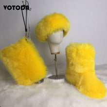 Load image into Gallery viewer, Winter Warm Fluffy Snow Boots, Hat & Purse Set