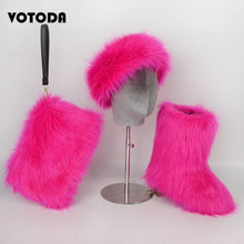 Load image into Gallery viewer, Winter Warm Fluffy Snow Boots, Hat & Purse Set
