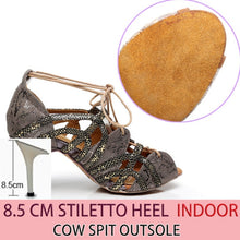 Load image into Gallery viewer, Suede with Snake Skin Lace Sandals