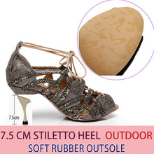 Load image into Gallery viewer, Suede with Snake Skin Lace Sandals