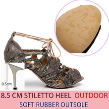 Load image into Gallery viewer, Suede with Snake Skin Lace Sandals