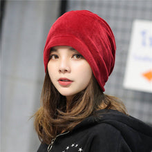 Load image into Gallery viewer, Velvet Winter Slouch Beanie Skullcap