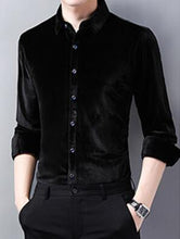 Load image into Gallery viewer, Velour Fitted Button Down Dress Shirt