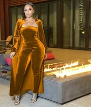 Load image into Gallery viewer, Velour Jumpsuit+Long Sleeve Cardigan